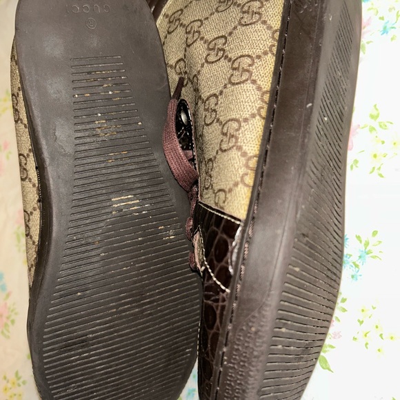 Gucci Women's Brown and Cream High-Top Sneakers - Picture 8 of 9